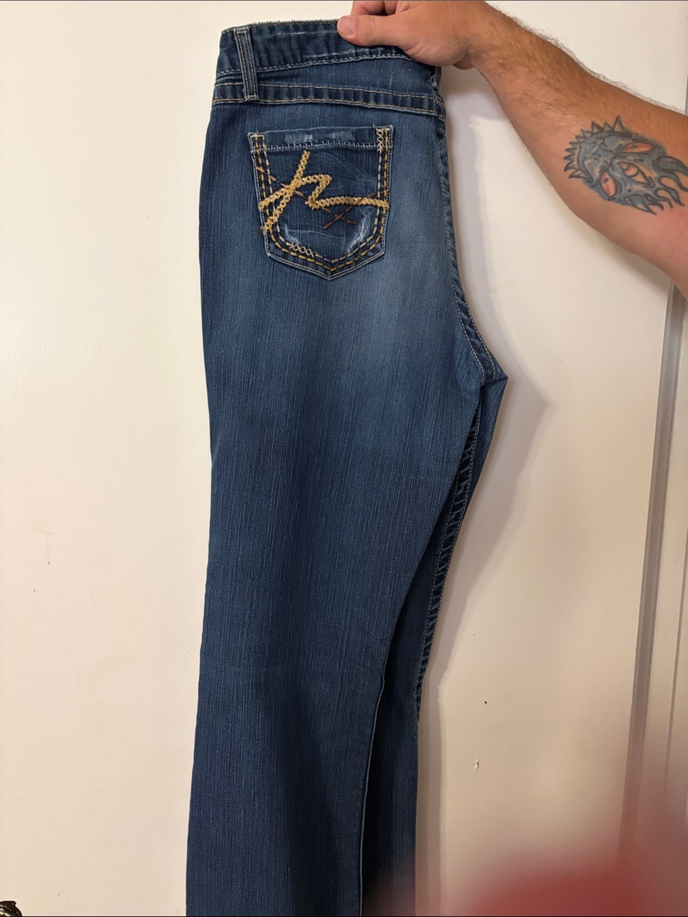 Vintage BKE Kate Light Blue Denim Jeans with Yellow Stitching